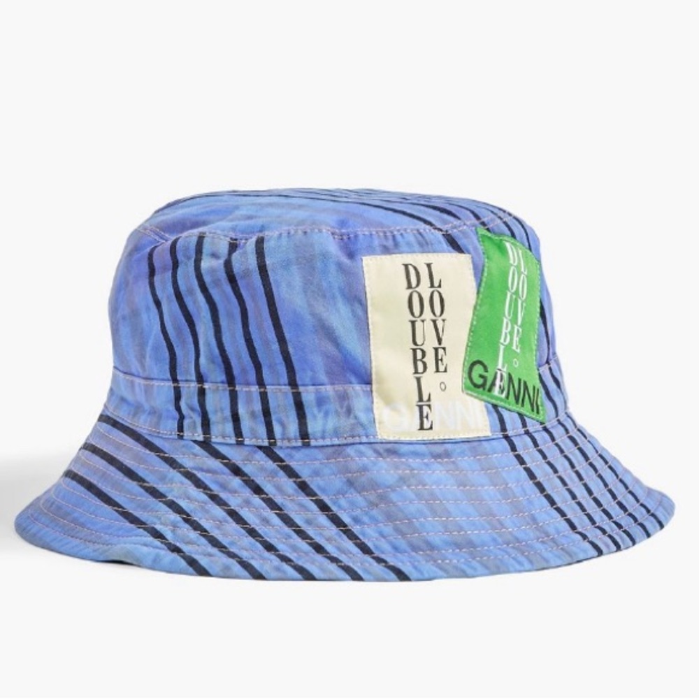 GANNI Double Love Graphic Striped Bucket Hat - Women’s One Size - NEW WITH TAGS